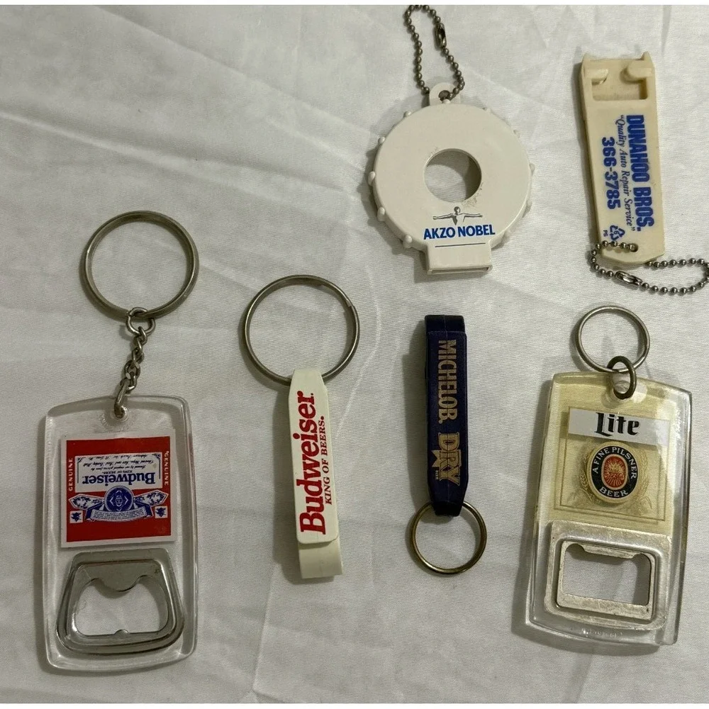 Lot of 6‎ Beer & Misc. Bottle Opener Keychains